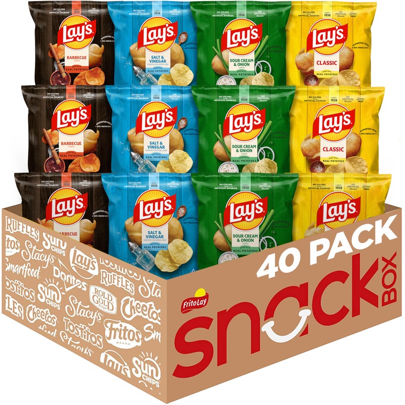 Lay's Lays Potato Chips 4 Flavor Variety Pack 1 oz Single Serve Bags 40 Pack - Image 3