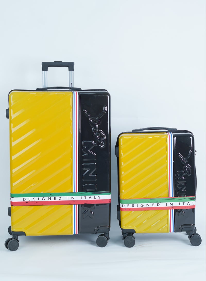MNUK SWAGGER Set of 2 Luggage| Polycarbonate and ABS Hardside Trolley| Double 360Â° 4 Wheeler| Cabin-20 Inch, Large-28 Inch| Yellow Black - Image 2