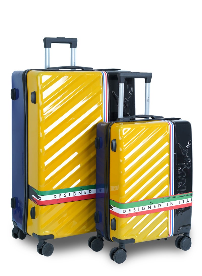 MNUK SWAGGER Set of 2 Luggage| Polycarbonate and ABS Hardside Trolley| Double 360Â° 4 Wheeler| Cabin-20 Inch, Large-28 Inch| Yellow Black - Image 1