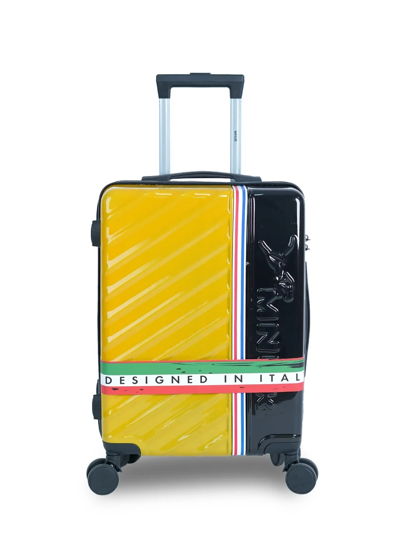 MNUK SWAGGER Set of 2 Luggage| Polycarbonate and ABS Hardside Trolley| Double 360Â° 4 Wheeler| Cabin-20 Inch, Large-28 Inch| Yellow Black