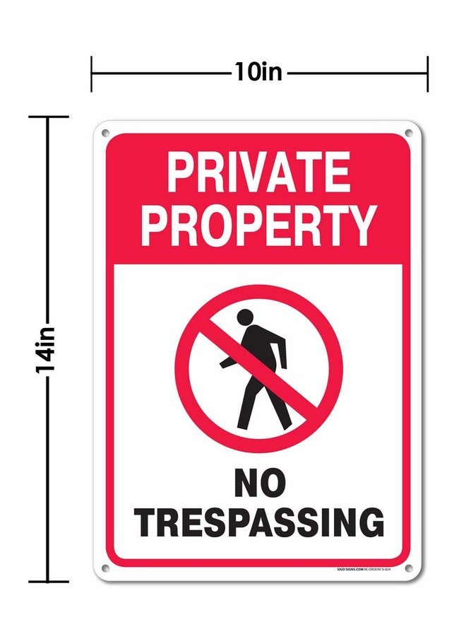 Sigo Signs Sigo Signs, Private Property Sign, No Trespassing Red Sign, 10x14 Inches, Rust Free .040 Aluminum, Fade Resistant, Made in USA  - Image 3