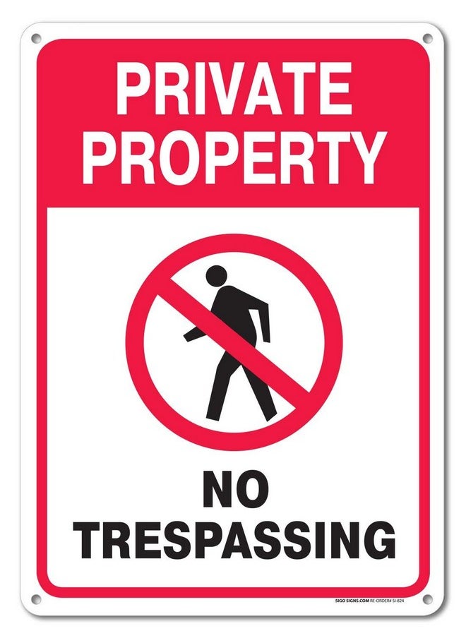 Sigo Signs Sigo Signs, Private Property Sign, No Trespassing Red Sign, 10x14 Inches, Rust Free .040 Aluminum, Fade Resistant, Made in USA  - Image 1