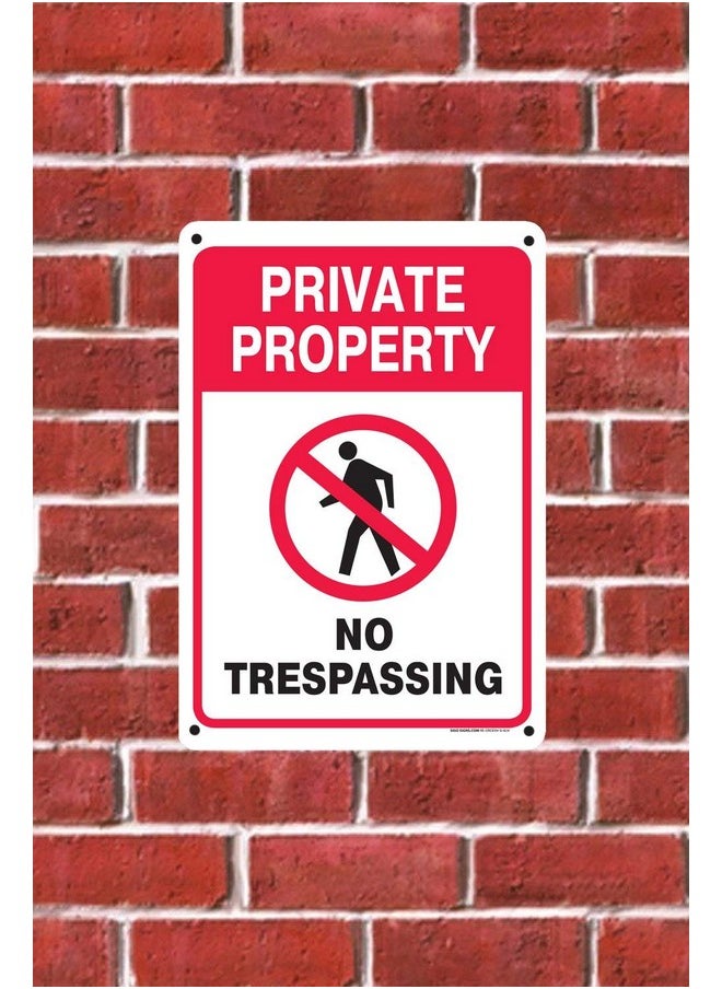 Sigo Signs Sigo Signs, Private Property Sign, No Trespassing Red Sign, 10x14 Inches, Rust Free .040 Aluminum, Fade Resistant, Made in USA  - Image 4