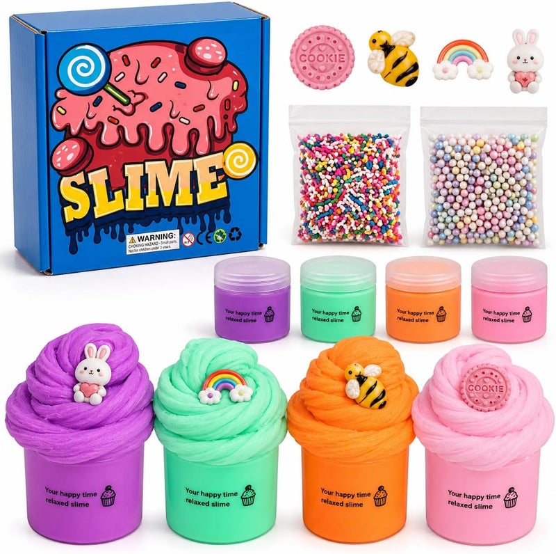 SHAHNARO 4 Pcs Butter Slime Kit for Kids - Non-Sticky Stretchable Slime for Kids Age 3-7, Fun DIY Toy, Birthday Gifts for Girls Boys, Slime Kit Girl Boy, Birthday Gift Kid - Image 1