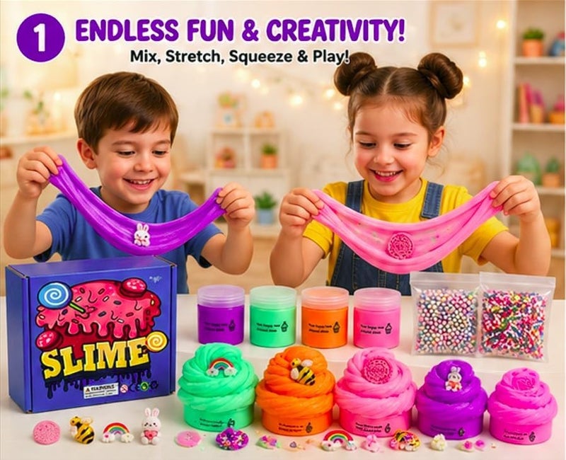SHAHNARO 4 Pcs Butter Slime Kit for Kids - Non-Sticky Stretchable Slime for Kids Age 3-7, Fun DIY Toy, Birthday Gifts for Girls Boys, Slime Kit Girl Boy, Birthday Gift Kid - Image 2