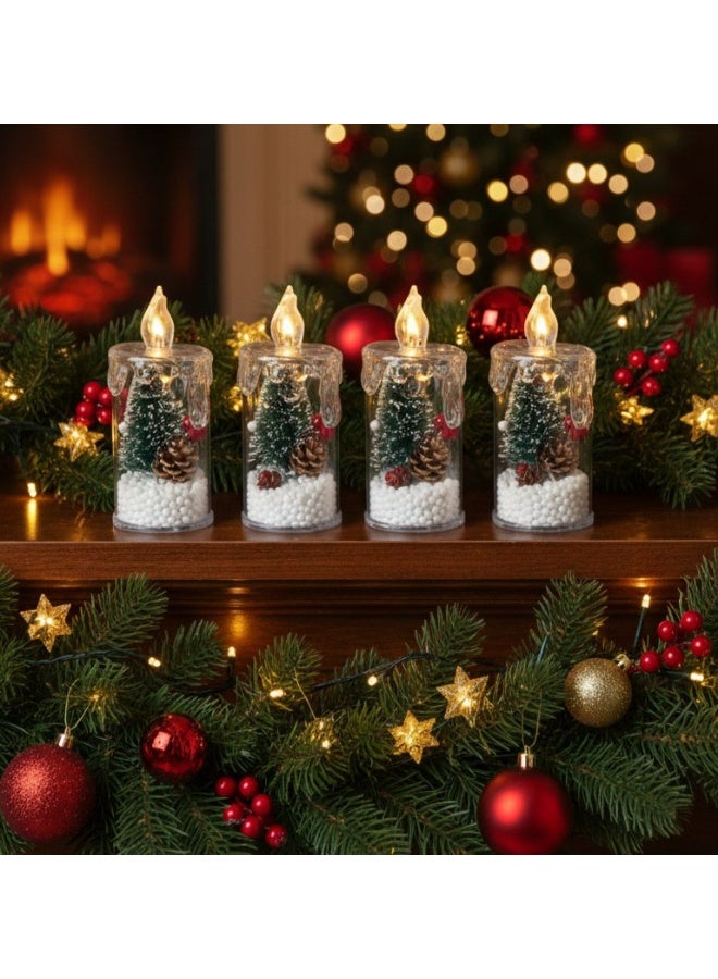 ديكور شمعة بلاد العجائب الشتوية لعيد الميلاد (11 سم) 4 قطع - Image 2