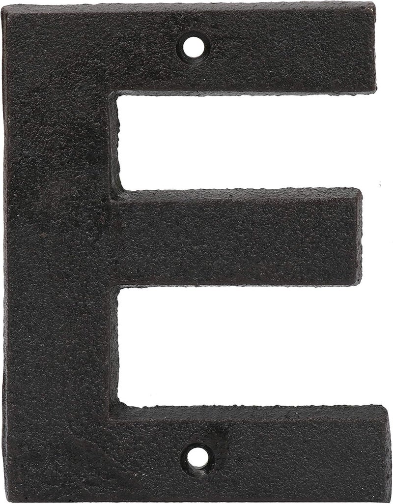 Pristine Metal Letter E - Black Cast Iron 5 Inch Large Metal Letters - Easy to Read Name Door Sign - E - Image 1
