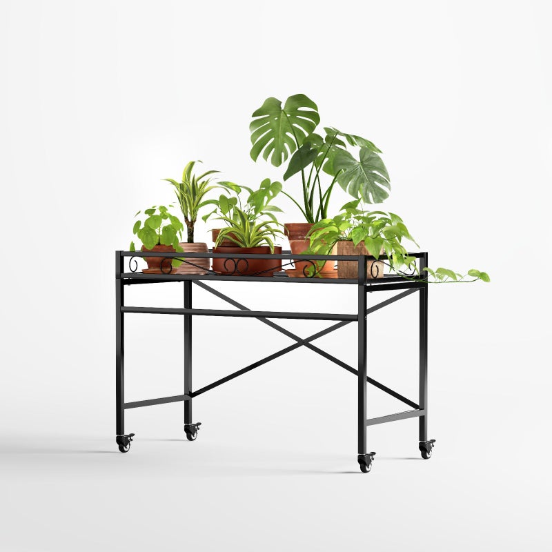 Zhongma Sturdy Metal Plant Stand with Wheels, 36.6 x 16 x 26.2 in High, Heavy Duty Succulent Shelf for Home Indoor and Outdoor, 220 LBS Capacity & Heavy Duty Construction - Image 1
