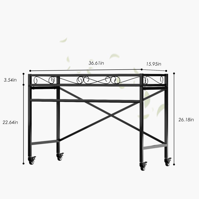 Zhongma Sturdy Metal Plant Stand with Wheels, 36.6 x 16 x 26.2 in High, Heavy Duty Succulent Shelf for Home Indoor and Outdoor, 220 LBS Capacity & Heavy Duty Construction - Image 3