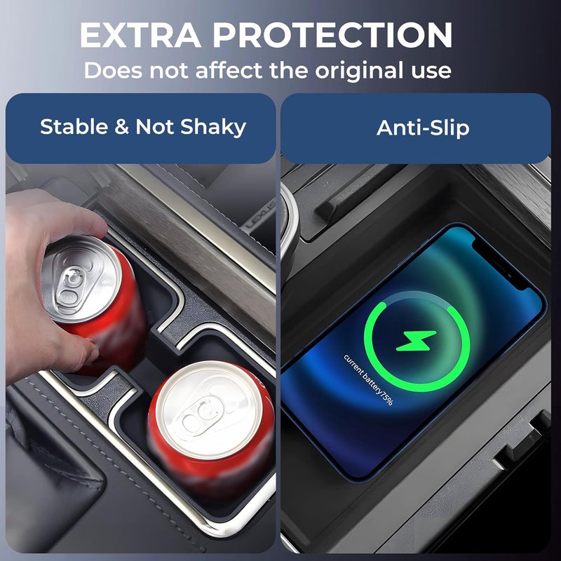 Katorn Cup Holder Insert & Wireless Charging Protective Mats for Lexus GX550 2026 2025 2024, Center Console Interior Accessories Slicone Cup Holder & Wireless Charger Cover Pad for 2024-2026 GX 550 - Image 4