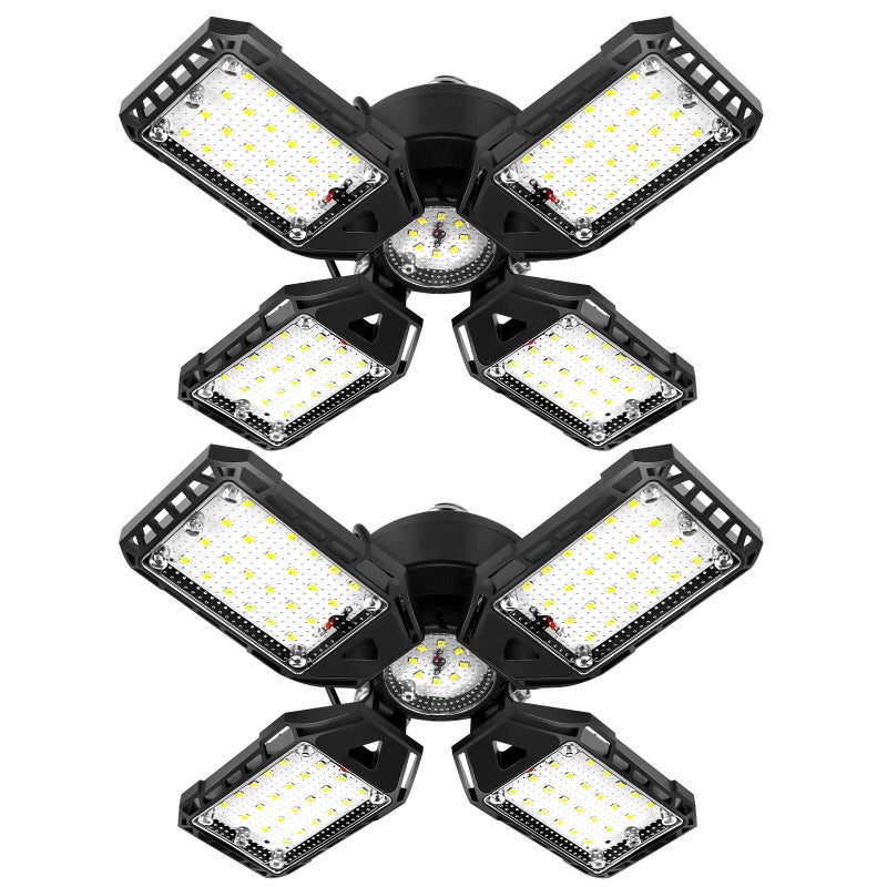 Aoretic LED Garage Lights Bulb 2 Pack -120W, 12000LM 6500K Led Shop Light with 4+1 Deformable Panels, Basement Barn Light Garages Ceiling Lights, E26/E27 for Garage, Warehouse, Shop - Image 1