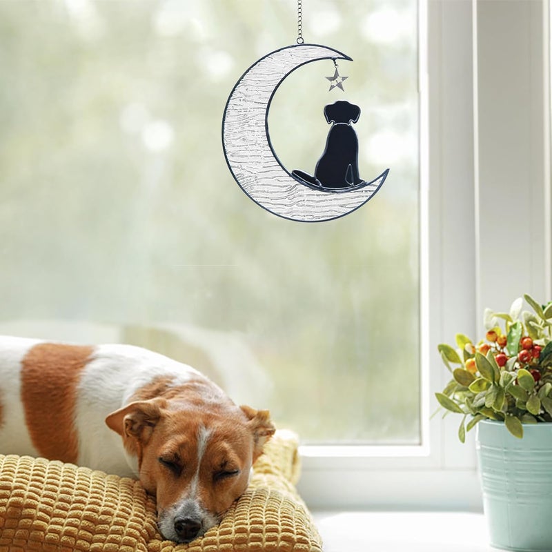 YT3 Studio Stained Glass Dog Memorial Gifts for Dog Lovers, Pet Memorial Gifts Dog Decor Stained Glass Window Hanging Suncatcher for Window Loss of Dog Sympathy Gift Pet Loss Gifts for Mom, Grandma - Image 4
