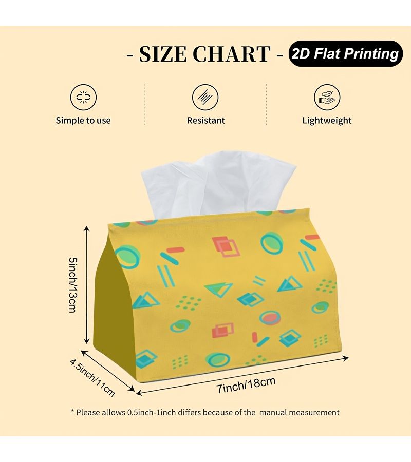 Geometric Memphis Style Decorative Tissue Box 7x4.5 Inch Home Car Kitchen Bathroom - Image 4