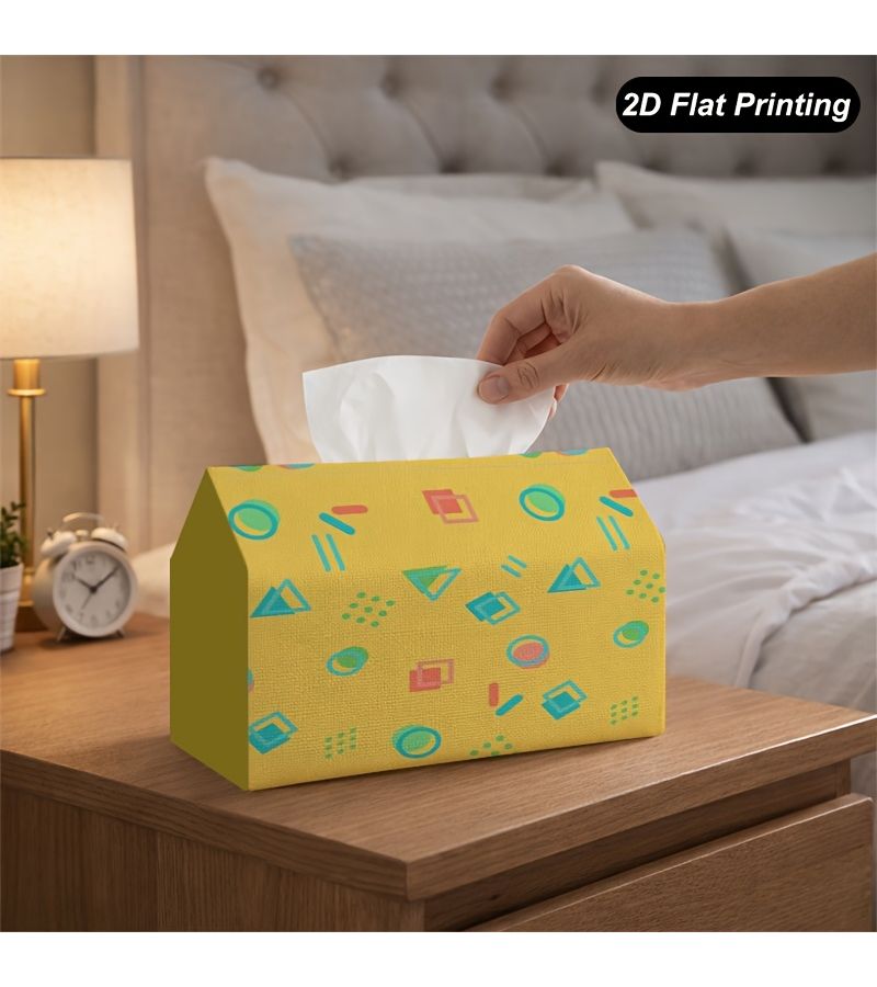 Geometric Memphis Style Decorative Tissue Box 7x4.5 Inch Home Car Kitchen Bathroom - Image 2