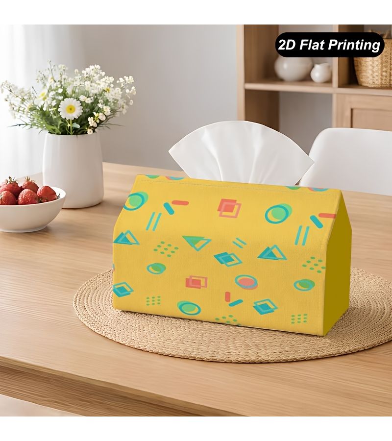 Geometric Memphis Style Decorative Tissue Box 7x4.5 Inch Home Car Kitchen Bathroom - Image 1