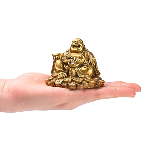 BRABUD Fengshui Handmade Sitting Brass Laughing Buddha Statue Collectible Figurine Home Decor Gift - Image 3