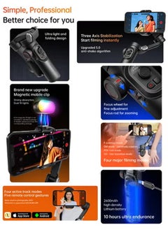Generic AOCHUAN Gimbal Stabilizer for iPhone, 3-Axis Phone Gimbal with AI Tracking Sensor, Gimbal with Focus Wheel for iPhone/Android, iPhone Gimbal with 5.0 Anti-Shake for Video Recording-Smart AI XE  - Image 2