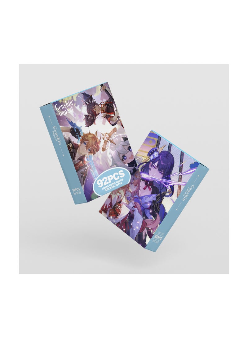 NIBEMINENT 92 قطعة بطاقات لومو كرتونية من جينشين إمباكت لهواة الجمع والهدايا - Image 1