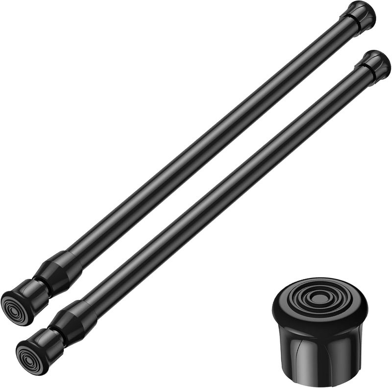 AIZESI 2PCS Tension Rods 17 to 28 inch, Black Tension Rods Adjustable Spring Tension Window Rods Short Tension Rod Expandable Pressure Rod for Shoe Rack Hanger Curtain Rod Closet Rods - Image 1