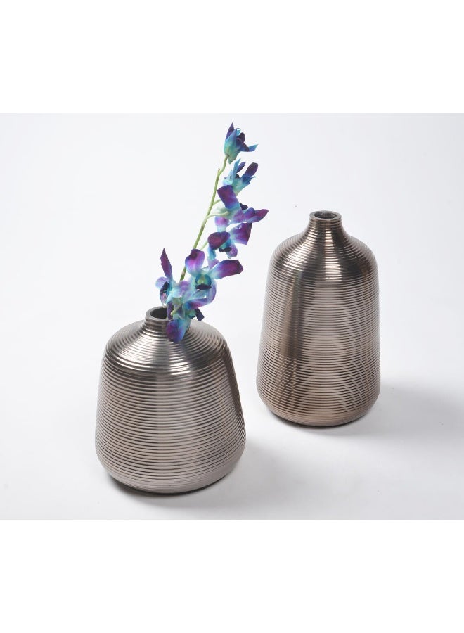 Ribbed Aluminium Flower Vases Set for Home Decor