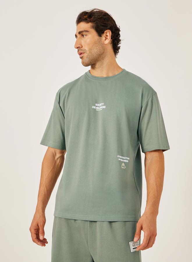 Styli Slogan Front and Back Print Oversized T-Shirt  - Image 2