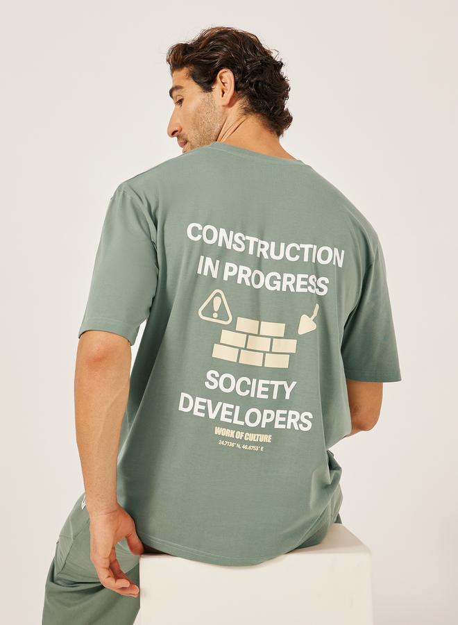 Styli Slogan Front and Back Print Oversized T-Shirt  - Image 1