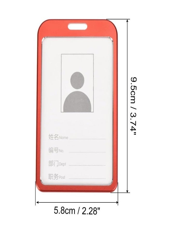 Shining Zon Vertical Natural Hard Metal Aluminum Alloy ID Card Holder for Men and Women for Office School College with Metal Yoyo Clip (Set of 6 Red) - Image 3