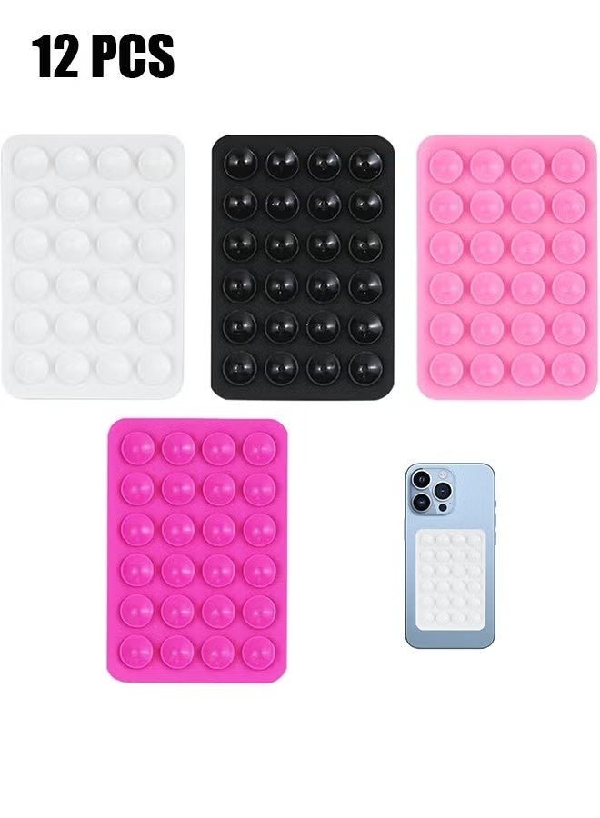 12 Pcs Silicone Suction Phone Case Mount,Non Slip Suction Cup Phone Mount,Hands-Free Sticky Cell Phone Grip for Selfies and Videos,Silicon Adhesive Phone Stand Sticky for Cell Phone