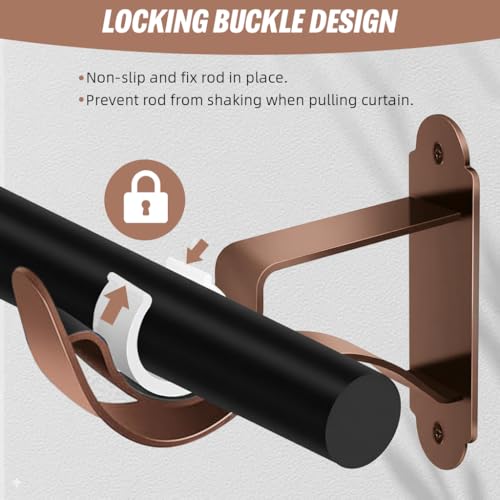 HASTHIP® 4Pcs Curtain Holders for Wall Curtain Rod Holders for 28mm Dia Rod, Retro Brushed Metal Rod Wall Brackets Drapery Hardware - Image 4