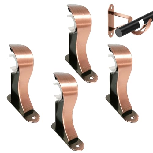 HASTHIP® 4Pcs Curtain Holders for Wall Curtain Rod Holders for 28mm Dia Rod, Retro Brushed Metal Rod Wall Brackets Drapery Hardware - Image 1