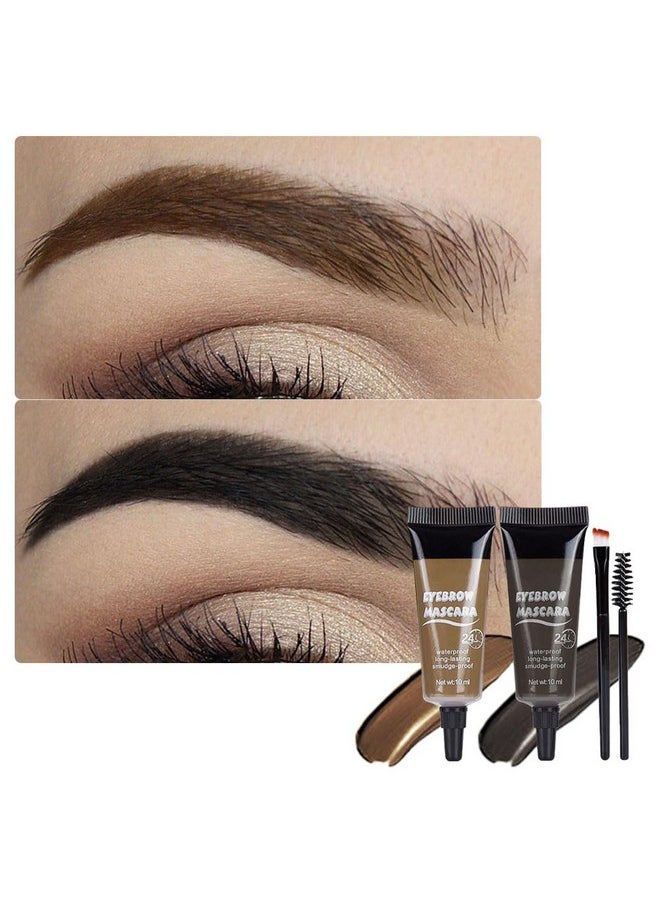 BINGBRUSH Tinted Thickening Eyebrow Mascara with Two Eyebrow Brushes,Brow Fast Sculpt,Waterproof,Transfer-proof,Eyebrow Tinting Kit- Cruelty Free - Light Medium Brown (2 Pack) (01#Brown &04#Black)  - Image 1