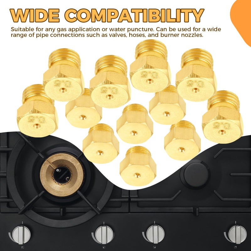 ETERMETA 20 Pcs Propane Gas Orifice Nozzle Conversion Kit, Brass Jet Nozzles, Propane Orifice Kit for Propane Lpg Gas Pipe Water Heater DIY Burner Parts, M5 x 0.5mm/0.68mm, M6 x 0.75mm/0.5mm - Image 4