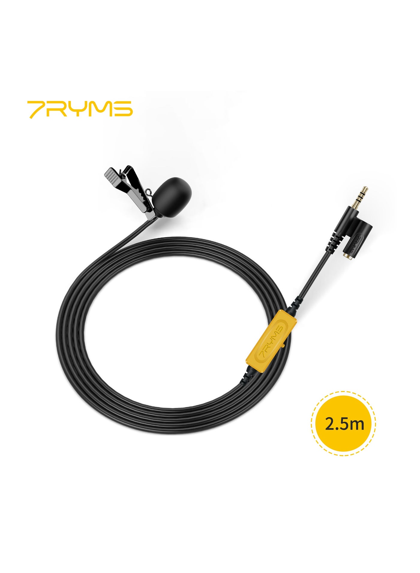 7RYMS S.LAV 01 Multi-Functional Lavalier Microphone Omnidirectional Clip-on Mic 3.5mm TRRS Plug with Monitoring Headphone Jack for DSLR Camera Smartphone Vlogging Video Recording Interviews Podcasts Vloggers YouTube Live Broadcasts