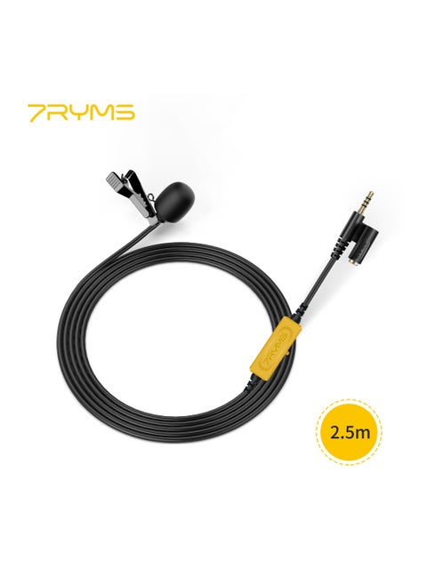 7RYMS S.LAV 01 Multi-Functional Lavalier Microphone Omnidirectional Clip-on Mic 3.5mm TRRS Plug with Monitoring Headphone Jack for DSLR Camera Smartphone Vlogging Video Recording Interview