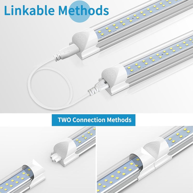 SHOPLED 8FT LED Shop Light - 72W 9360LM 6000K Cool White Ceiling Light Fixtures, T8 LED Tube Lights, 8 Foot Shop Lights for Garage Workshop Warehouse, ETL Listed, 4 Pack - Image 3