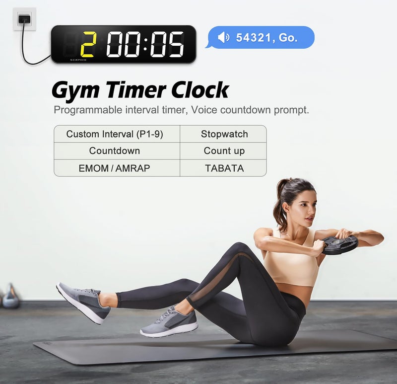 SERPHIX 15.2" Large Digital Wall Clock with Seconds, App & Remote Control, Customizable RGB Colors, Alarms, Stopwatch, Countdown, Timer Clock for Home Gym Living Room Office Garage Decor - Image 5