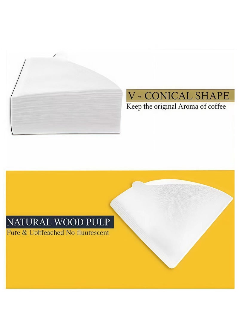 FLYHSO 100 Piece Coffee Paper Filter V60 Size 02 White - Image 4