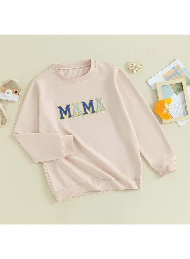 ZAXARRA Mommy and Me Matching Outfits Long Sleeve Crewneck Pullover Tops Mama Sweatshirt Mama and Mini Clothes (Mom, S, Mama and Mini-Blue) - Image 3