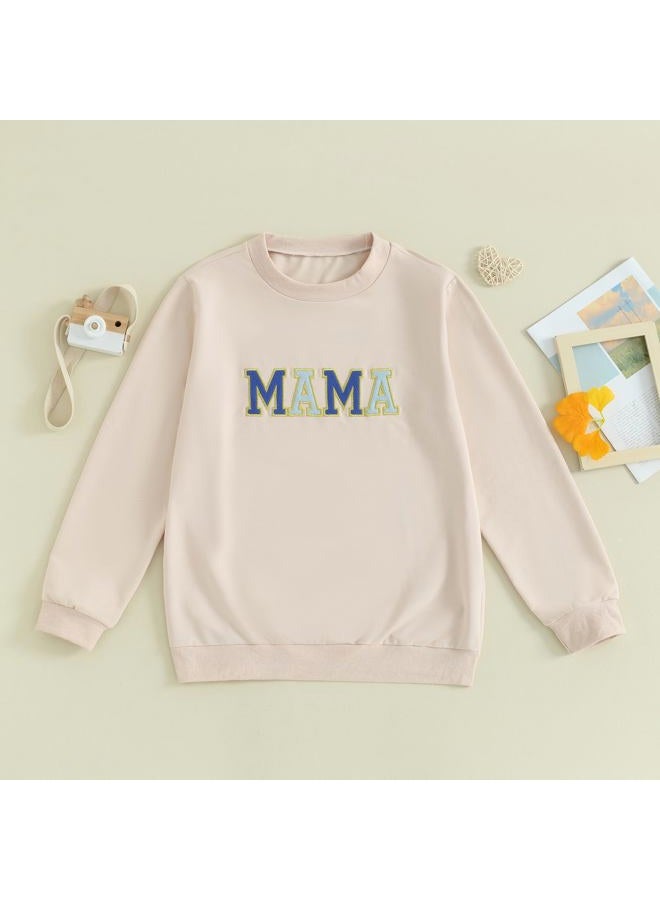 ZAXARRA Mommy and Me Matching Outfits Long Sleeve Crewneck Pullover Tops Mama Sweatshirt Mama and Mini Clothes (Mom, S, Mama and Mini-Blue) - Image 2