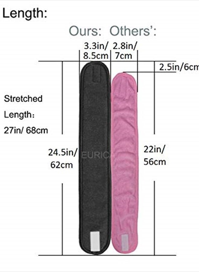 EUICAE Spa Headband Hair Wrap Pack of 5 All Black Sweat Headband Head Wrap Hair Towel Wrap Non-slip Stretchable Washable Makeup Headband for Face Wash Facial Treatment Sport Fits - Image 3