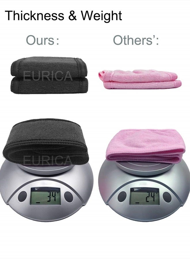 EUICAE Spa Headband Hair Wrap Pack of 5 All Black Sweat Headband Head Wrap Hair Towel Wrap Non-slip Stretchable Washable Makeup Headband for Face Wash Facial Treatment Sport Fits - Image 2