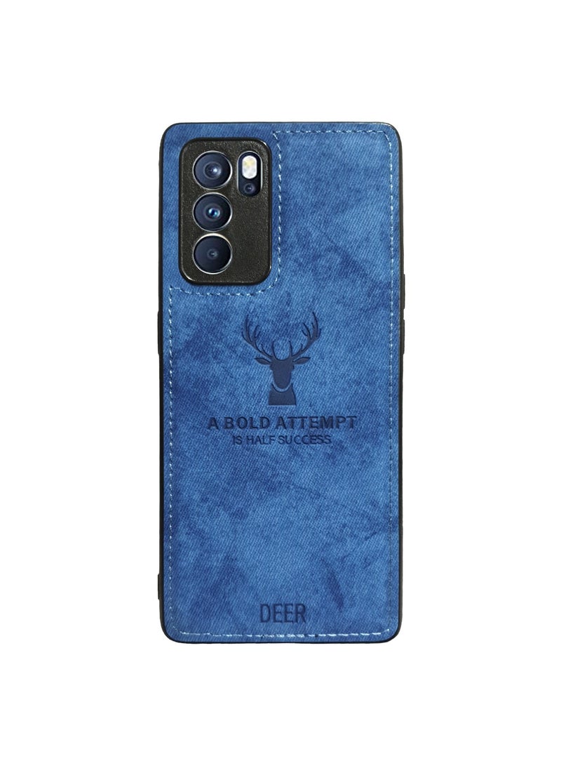 ELMO3EZZ Reno 6 Pro Digital Luxury Soft Texture Patterned TPU Cloth Case, Dirt-Resistant, Anti-Shock, Anti-Fingerprint, Full Body Protective For Oppo Reno 6 Pro (Blue) - Image 1