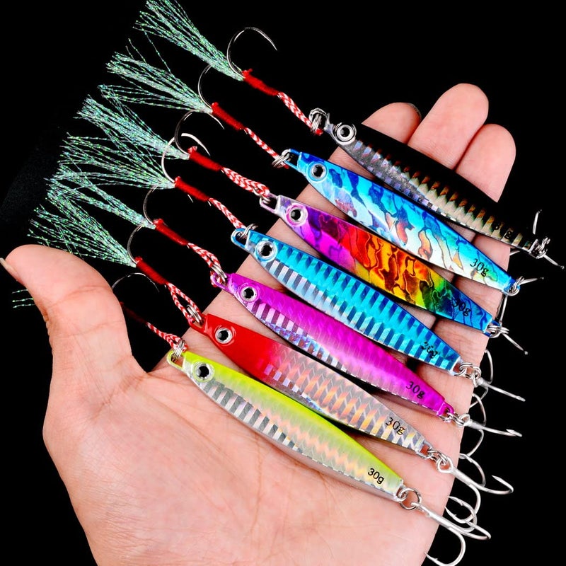 Aorace 12pcs 30g 7.5cm Metal Jigs Saltwater Fishing Lures Jigging Spoon Lures Kit for Long Casting Surf Fishing Slow Vertical Casting Artificial Lead Jigs Assortment for Bass Sea Trout - Image 3