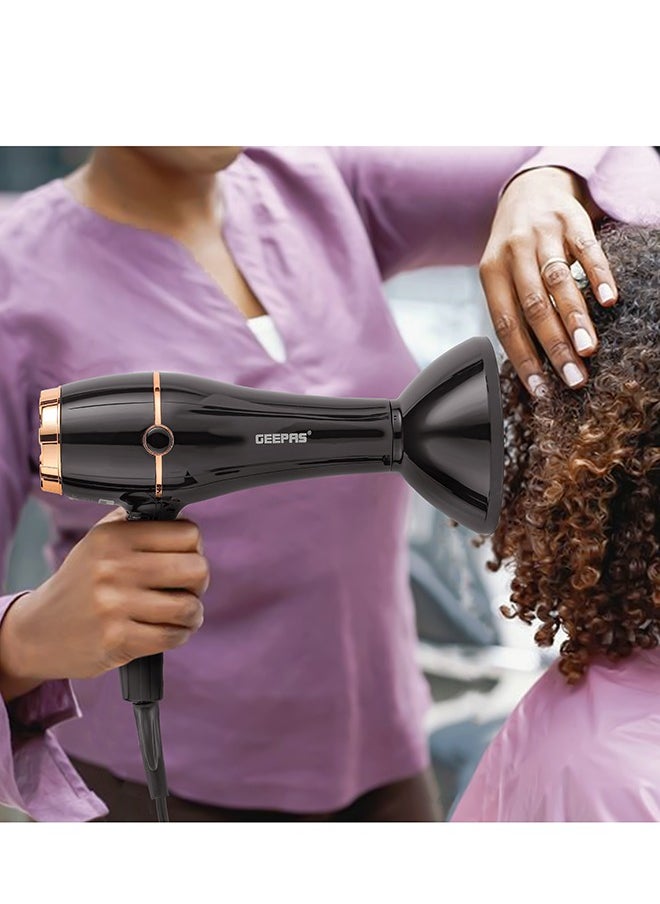 GEEPAS - 2200 W Hair Dryer- GHD86069 High Speed And Cool Shot Function, 2 Speed, 3 Heat Settings Includes Nozzle, Diffuser, High Speed Long Life AC Motor - Image 1