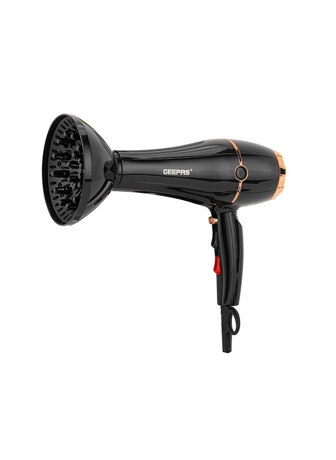 GEEPAS - 2200 W Hair Dryer- GHD86069 High Speed And Cool Shot Function, 2 Speed, 3 Heat Settings Includes Nozzle, Diffuser, High Speed Long Life AC Motor - Image 1