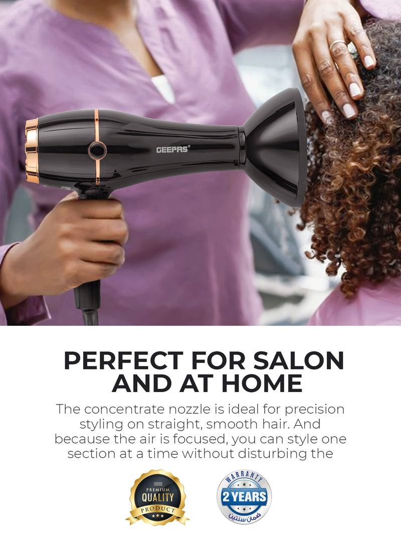 جيباس مجفف شعر 2200 واط - GHD86069 سرعة عالية ووظيفة إطلاق الهواء البارد، سرعتان، 3 إعدادات للحرارة تتضمن فوهة، موزع روائح، محرك تيار متردد عالي السرعة وطويل العمر - Image 4