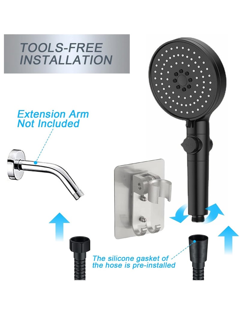 WENTCCION Shower Head with Handheld, 5 Spray Settings Multifunctional High Flow Showerhead with Stainless Steel Hose, Easy to Install  - Image 5