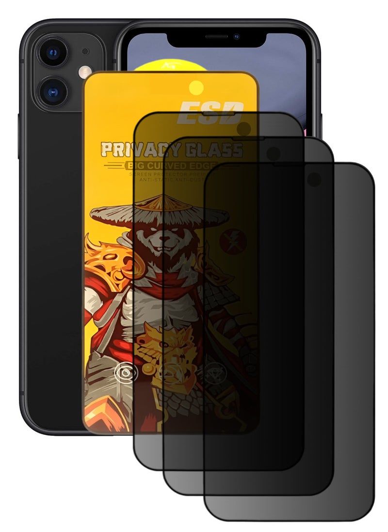 ESD 3 Pieces Tempered Dustproof Privacy Glass Screen Protector Compatible For iPhone 11 - Image 1
