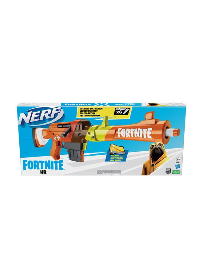 نيرف Fortnite HR Dart Blaster, Ruff Wrap Design, 6-Dart Elite Clip, 6 Elite Darts, Rotating Bolt Action, Detachable Barrel