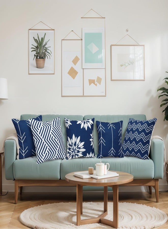 Flutesan 12 Pcs Modern Sofa Throw Pillow Cover 18x18 Inch Decorative Pillow Covers Floral Linen Living Room Decor Square Cushion Covers for Modern Style Home Bedroom Couch Chair Sofa Blue Pillow Cases - Image 4
